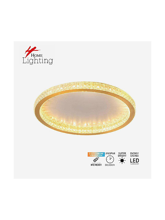 Home Lighting Gold Πλαφονιέρα Οροφής Χρυσή με Ενσωματωμένο LED