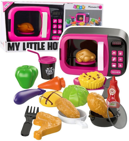 Microwave Toy Kids Food 360 Rotation Lights Sounds Pink