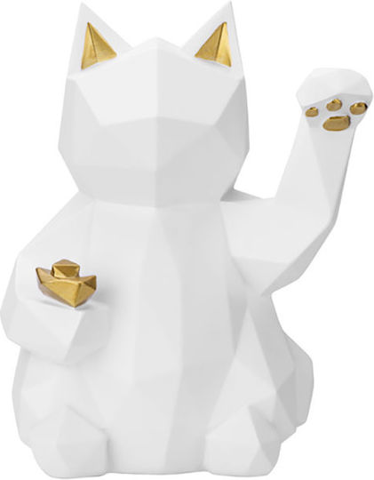 Techkidz Interior Decoration Model Lucky Cat Modernized Version Maneki-neko White