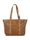Damen-Schultertasche aus Wildleder in Camel