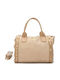 Damentasche aus Leder zum Umhängen / als Crossbody-Tasche Suede Beige