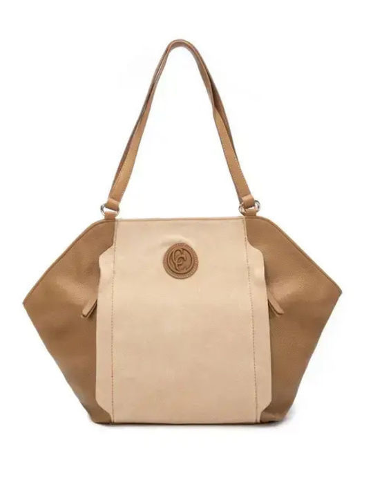 Damen-Schultertasche aus Wildleder in Camel