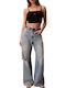 Γυναικείο Crop Top Βαμβακερό με Τιράντες Μαύρο