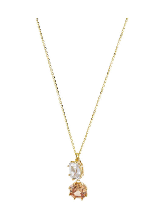 Oxette Necklace Gold Plated Silver with Green Zircon