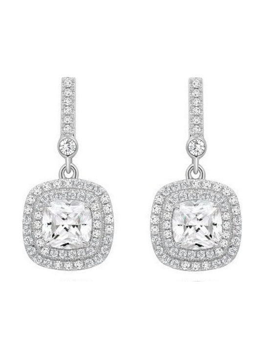 Gloria Hope Silver Dangle Earrings with Stones
