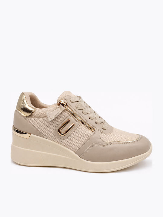 Super Mode Γυναικεία Sneakers Μπεζ