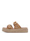 Leather Women's Flat Sandals Brown