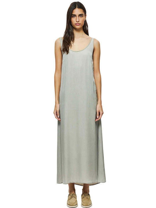 Summer Maxi Evening Satin Khaki Dress