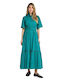 Summer Midi Shirt Dress Green