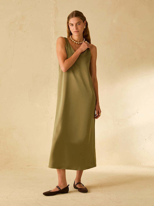 Pennyblack Midi Satin Dress Olive Green 1221206202005 | Skroutz.mt