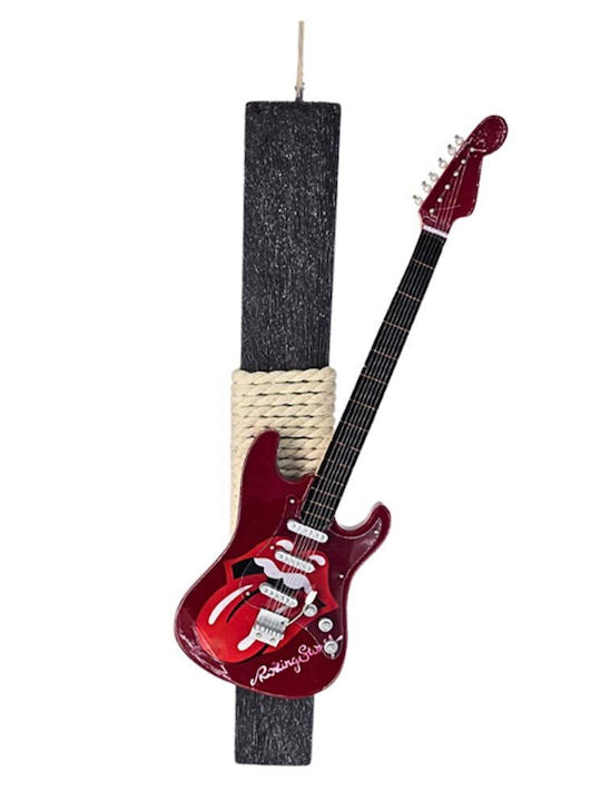 Handmade Scented Candle Boy Electric Guitar Red Rolling Stones