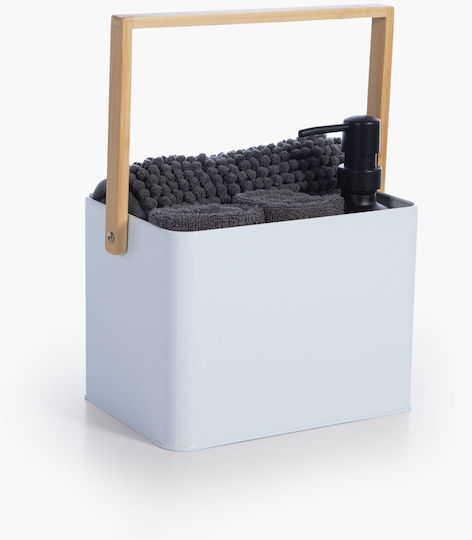 Nef-Nef Homeware Комплект Декоративни Кошници Слама с Дръжки Бели 24x12x16см 5 Бройки