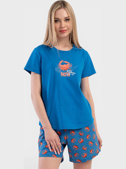 Vienetta Secret Summer Women's Blue Pyjama Set