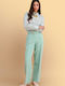 Women's Fabric Trousers in Straight Leg Green