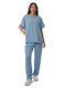 Set Pantaloni Albastru Deschis Ripped Bluza