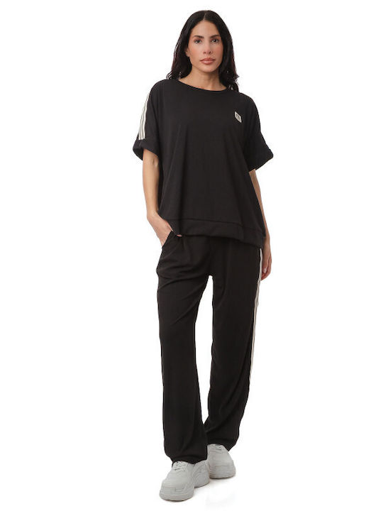 Set Pantalon Negru Ripped Bluza