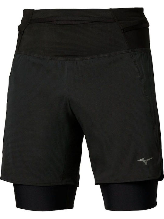 Mizuno Core 7.5 2 În 1 Pantaloni Scurți Sport Bărbați Negri