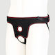 Crotchless Strap On Harness Velvet Touch & Stitching Velcro Adjustable Black