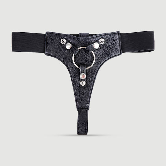 Δερμάτινο Strap On Harness Ρυθμιζόμενους Ιμάντες & Κρίκο Leather Strap On Harness Adjustable Straps & O Ring – Μαύρο