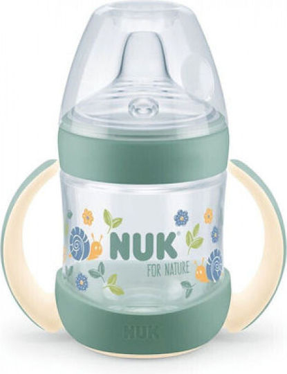 Nuk Nature Εκπαιδευτικό Μπιμπερό Πλαστικό με Λαβές Πράσινο για 6m+ 150ml 215.366green 4052543