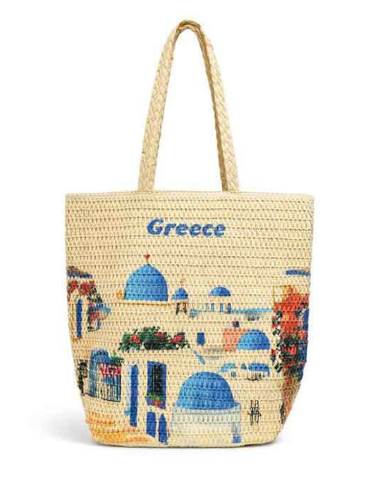 Print Ψάθinnе Τσάντa Strandtaschen Beiges