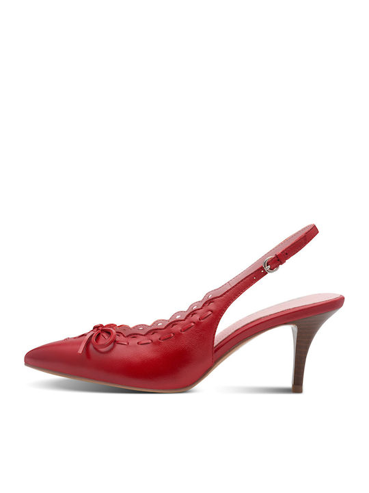 Tamaris Leather Heels Red