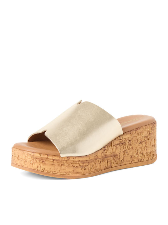 Tamaris Mules cu Toc în Culoare Aurie