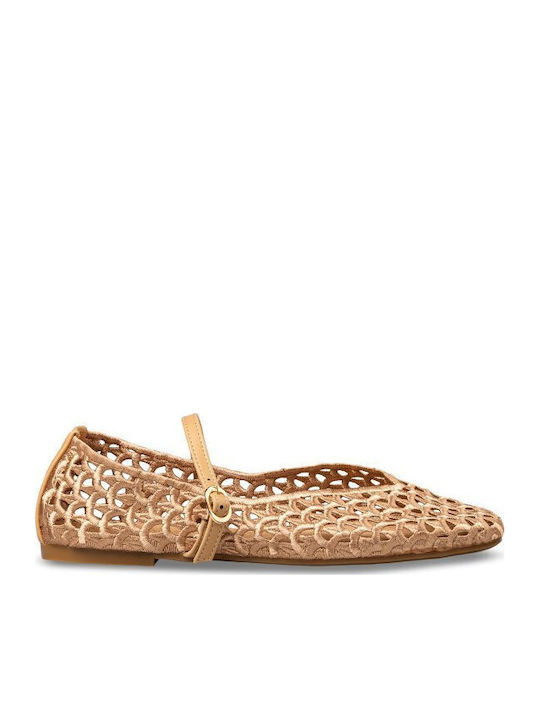 Envie Shoes Дамски Балетни Обувки в Бежов Цвят