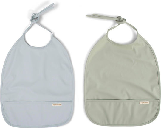 Filibabba Αδιάβροχη Σαλιάρα Υφασμάτινη με Τσέπη Pearl Blue για 36 m+ 2τμχ