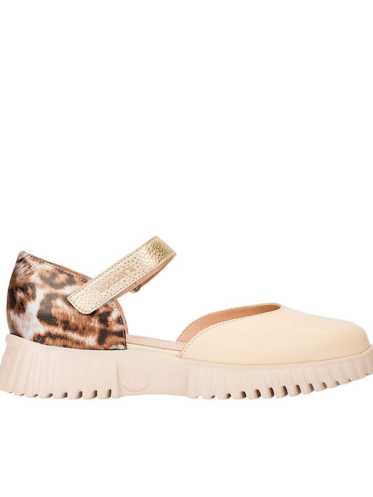 Γυναικείες Μπαλαρίνες Slingback με Λουράκι σε Μπεζ Χρώμα
