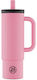 24Bottles Stainless Steel Plastic Thermos Bottle BPA Free 800ml Flamingo with Straw