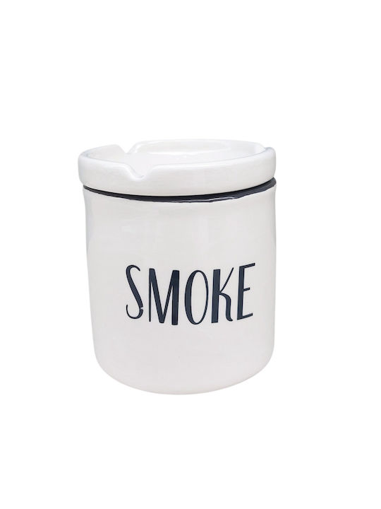 Handmade Windproof Ashtray White Porcelain Smoke 8x10cm