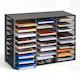 Vevor Mail Organizer 27 Slots Metallic Office Sorter Removable Wire Mesh Wooden Surface Black