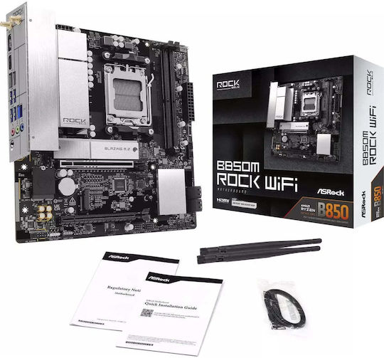 B850M Rock WiFi Motherboard Micro ATX with AMD AM5 Socket 90-MXBU70-A0UAYZ