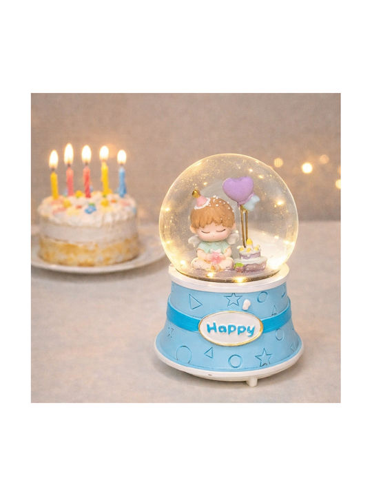 Musical Light Globe Angel Cake Pastel Blue Decor In Elegant Gift Box
