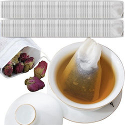 Set 100 Pungi de Ceai de Unică Folosință Cu Șnur Universal 10 X 8 Cm Albe