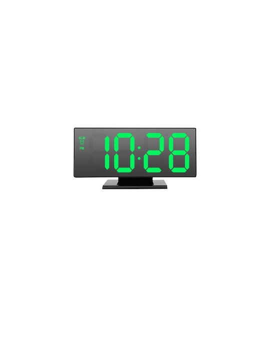 Tischuhr Digital LED Kunststoff mit Wecker & Tischradio Grün DR3MCBMBM
