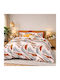 Pucioasa Set Huse Pentru Pilote 200x220cm Duble Cu 4 Fețe De Pernă Și 1 Cearceaf Portocaliu-Gri
