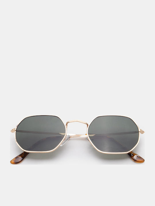 Luigi Unisex Sunglasses with Gold Metallic Frame and Gold Lens 4861309