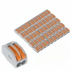 Set 50 Quick Connectors Lever Quick Terminal Blocks Electrical Installations 2 Pins Type 222-412 Onuvio
