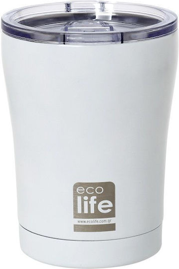Ecolife Glass Thermos Bottle Stainless Steel Aluminum Plastic BPA Free 300ml White
