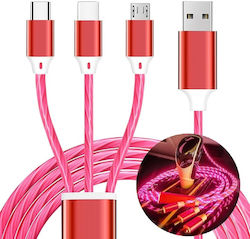 3-in-1 Charging Cable Lighting Red 110 Cm