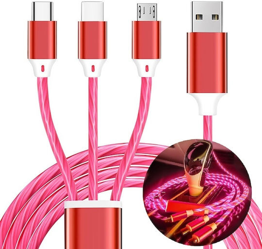 3-in-1 Ladekabel Blitzschlag Rote 110 cm