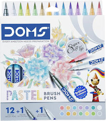 Μαρκαδόροι Doms Pastel Brush Pen 12+1 Ασημί+1 Blender