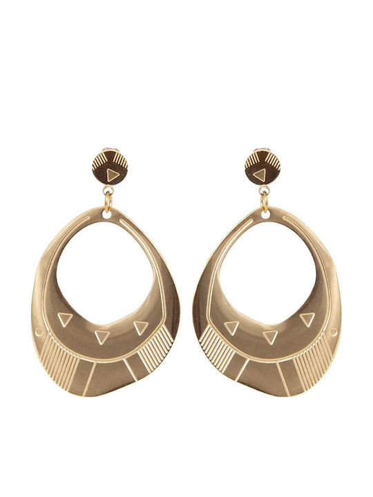Women's Impressive Stud Earrings Stainless Steel 4 Centimeters Length Yellow Gold Plating Silverline 0130550701 Stainless Steel 0130550701