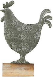 Gray Metallic Cock Light-Colored Floral Patterns 15 X 10.5 X 4.5 Cm