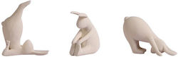Set Of 3 White Rabbits Yogi 3 Poses Resin Length 10 Width 6 Height 11.5 Cm