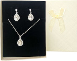 Velve Classic Drop Women's Jewelry Set In Stainless Steel Necklace Earrings Elegant Teardrop Design In Gift Box