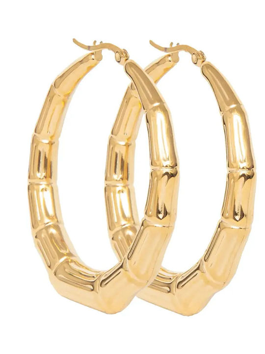 Women's Earrings Large Hoops Impressive Stainless Steel Yellow Gold Plating Silverline 0130552201 / Stainless Steel 0130552201