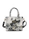 Fabric Women's Tote Handbag Silver